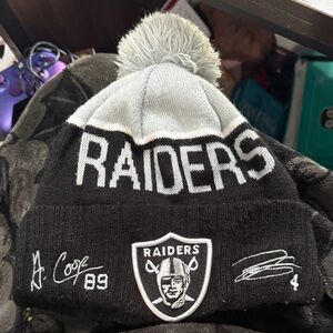 New Era Raiders Black and White Beanie